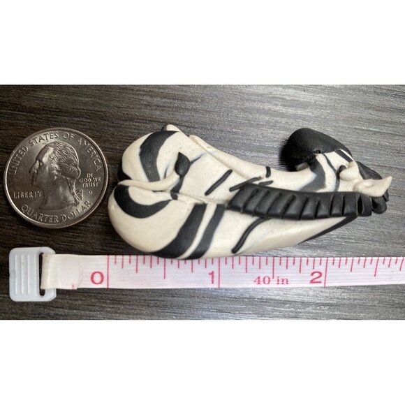 Vtg Artisan Polymer Clay Zebra Brooch Pin Eeyore Donkey - Picture 4 of 5
